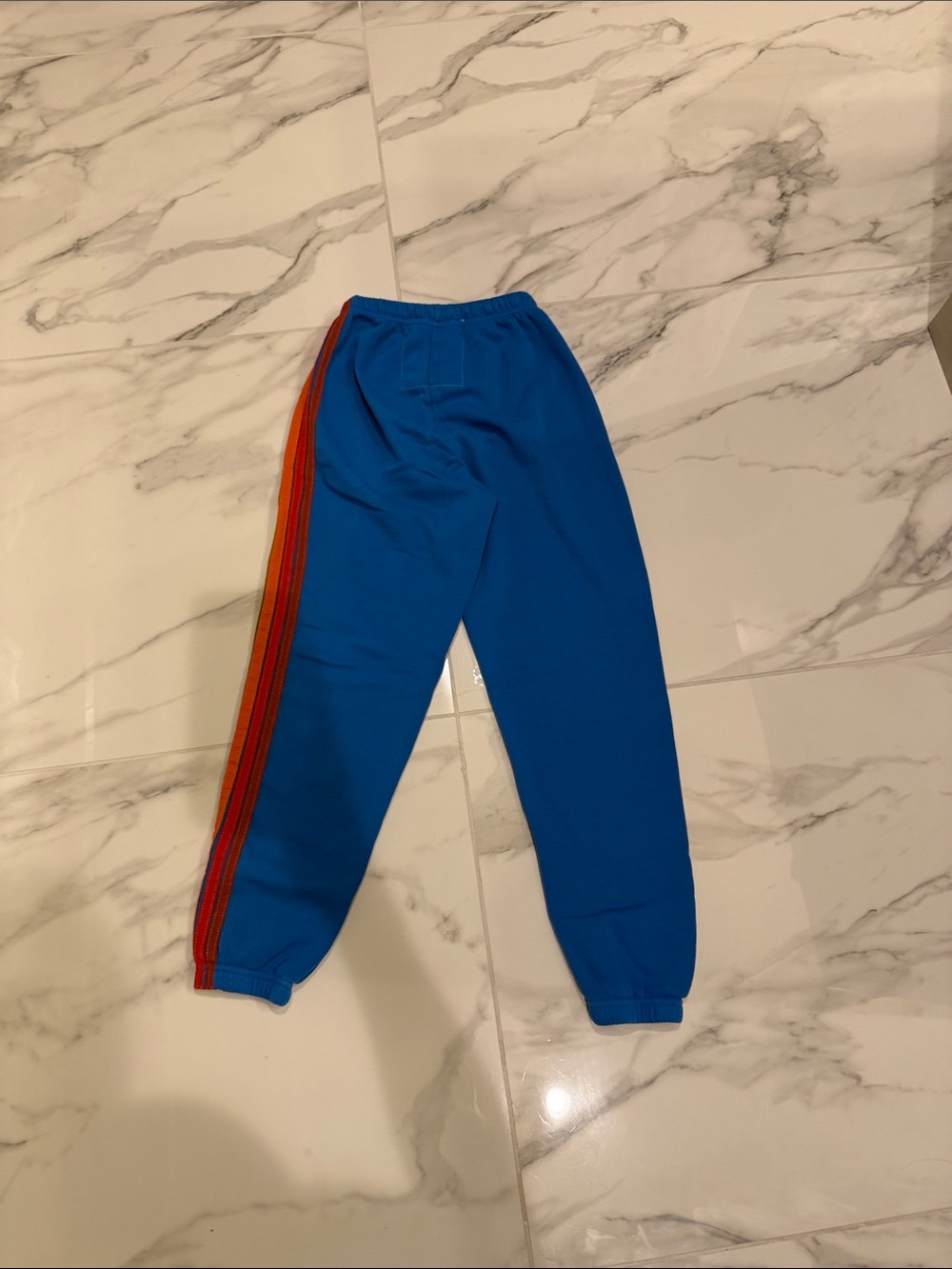 Aviator Nation Blue Joggers with Red and Orange Side Stripes